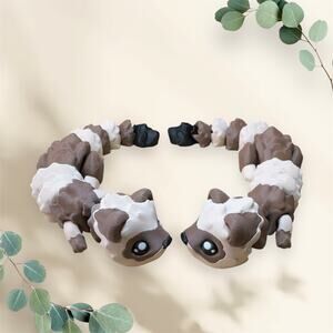 3D Printed Brown and Tan Ferret Figurine, Articulated Fidget Animal